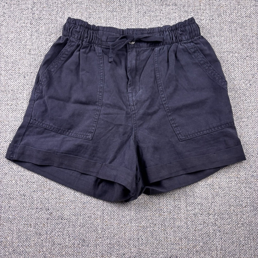 Denim & Co. Navy Blue Lyocell Tencel Pull On Utility Shorts Cuffed Women's Sz XS